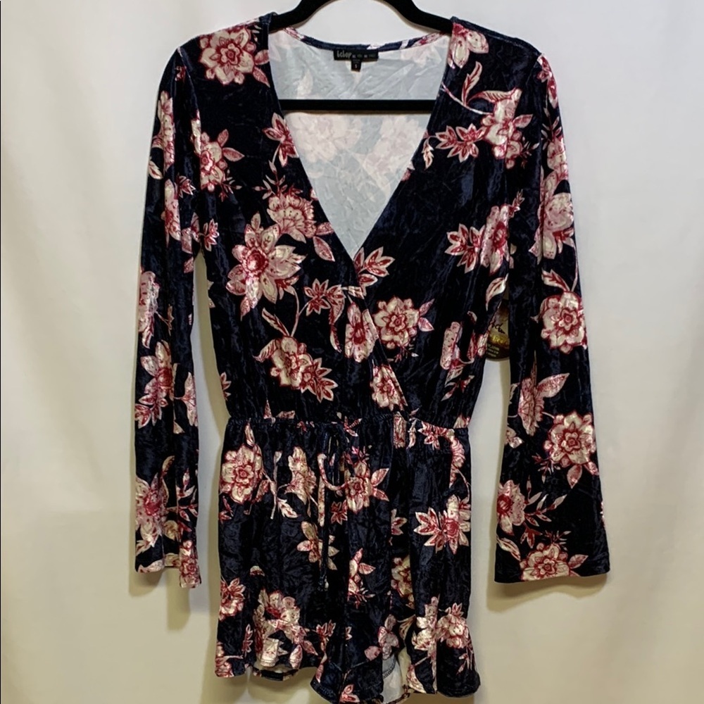 BeBop Navy and Pink Floral Romper